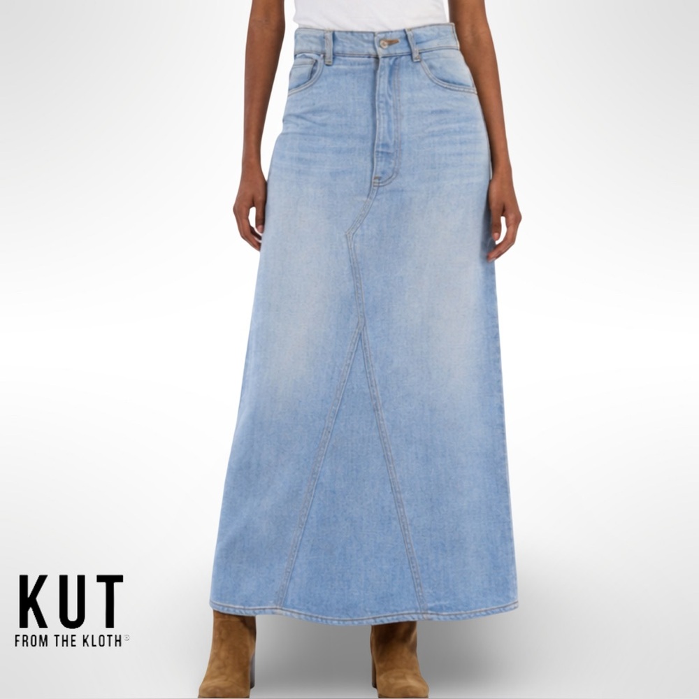 Kut from the Kloth Light Blue Denim Maxi Skirt